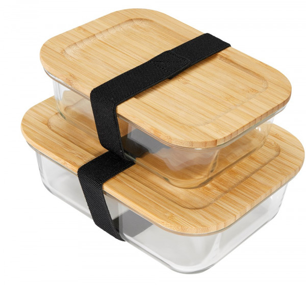 Hitzebeständige Glas-Lunchbox mit Bambusdeckel, Dichtung und 1050 ml Volumen